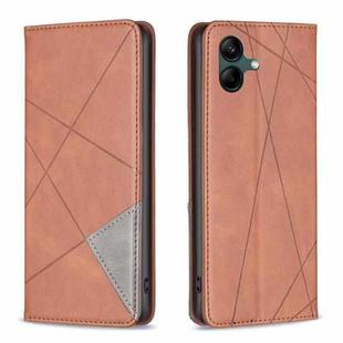For Samsung Galaxy A05 Rhombus Texture Magnetic Leather Phone Case(Brown)