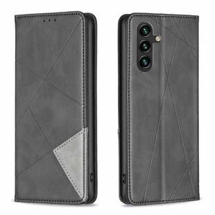 For Samsung Galaxy A35 Rhombus Texture Magnetic Leather Phone Case(Black)