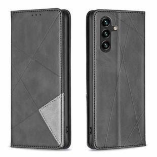 For Samsung Galaxy A55 Rhombus Texture Magnetic Leather Phone Case(Black)