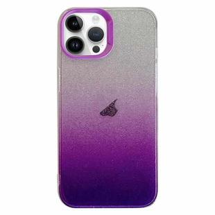 For iPhone 14 Pro Double Sided IMD Gradient Glitter PC Phone Case(Purple)