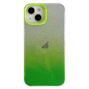 For iPhone 14 Double Sided IMD Gradient Glitter PC Phone Case(Green)