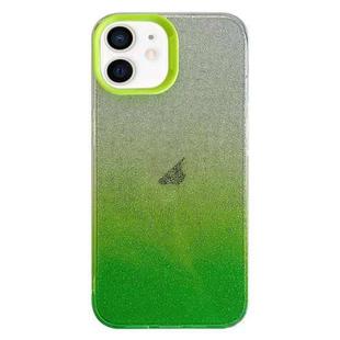 For iPhone 12 Double Sided IMD Gradient Glitter PC Phone Case(Green)