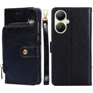 For vivo Y35+ 5G Zipper Bag Leather Phone Case(Black)