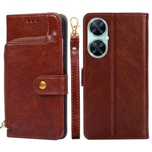 For Huawei Enjoy 60 Pro / nova 11i Zipper Bag Leather Phone Case(Brown)