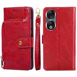 For Honor 90 5G Zipper Bag Leather Phone Case(Red)