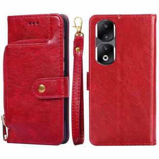 For Honor 90 Pro 5G Zipper Bag Leather Phone Case(Red)