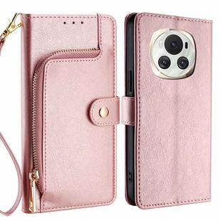 For Honor Magic6 Zipper Bag Leather Phone Case(Rose Gold)