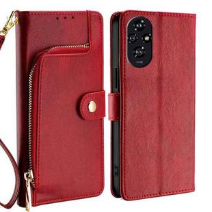 For Honor 200 5G Zipper Bag Leather Phone Case(Red)