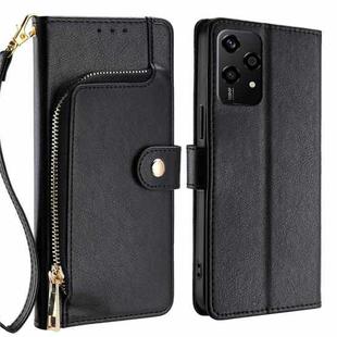 For Honor 200 Lite 5G Global Zipper Bag Leather Phone Case(Black)