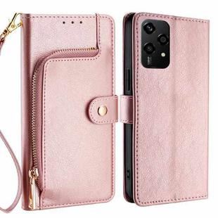 For Honor 200 Lite 5G Global Zipper Bag Leather Phone Case(Rose Gold)