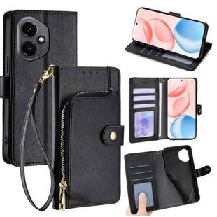 For Honor 400 Global 156.5mm Zipper Bag Leather Phone Case(Black)