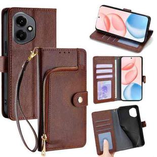 For Honor 400 Global 156.5mm Zipper Bag Leather Phone Case(Brown)