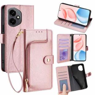 For Honor 400 Global 156.5mm Zipper Bag Leather Phone Case(Rose Gold)