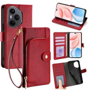 For Honor 400 Pro Global 160.8mm Zipper Bag Leather Phone Case(Red)