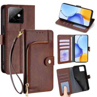 For Honor X60 GT 5G Zipper Bag Leather Phone Case(Brown)