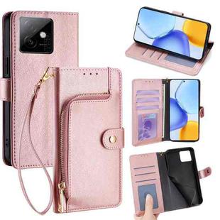 For Honor X60 GT 5G Zipper Bag Leather Phone Case(Rose Gold)