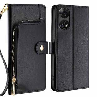 For ZTE Anshin Family Zipper Bag Leather Phone Case(Black)