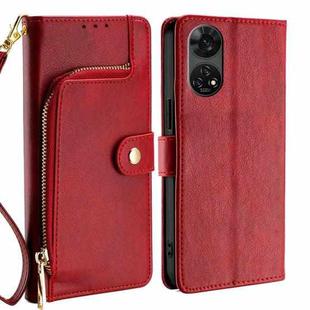 For ZTE Anshin Family Zipper Bag Leather Phone Case(Red)