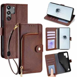 For ZTE nubia RedMagic 10 Pro Zipper Bag Leather Phone Case(Brown)