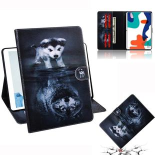 For Huawei MatePad Colored Drawing Pattern Horizontal Flip PU Leather Case with Holder & Card Slots & Wallet(Wolf Dog)