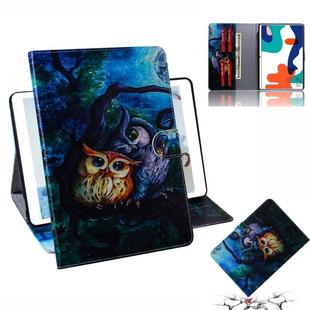 For Huawei MatePad Colored Drawing Pattern Horizontal Flip PU Leather Case with Holder & Card Slots & Wallet(Owl)