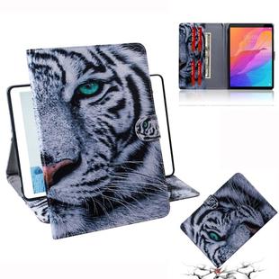 For Huawei MatePad T8 Colored Drawing Pattern Horizontal Flip PU Leather Case with Holder & Card Slots & Wallet(Tiger)