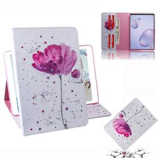 For Samsung Galaxy Tab A8.4 (2020) Colored Drawing Pattern Horizontal Flip PU Leather Case with Holder & Card Slots & Wallet(Purple Orchid)