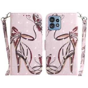 For Motorola Edge 40 Pro 3D Colored Flip Leather Phone Case(Butterfly High-heeled)