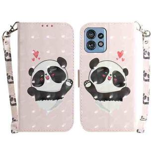 For Motorola Edge 40 Pro 3D Colored Flip Leather Phone Case(Heart Panda)