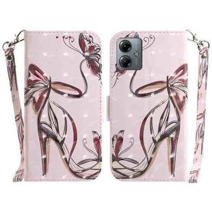For Motorola Moto G14 3D Colored Horizontal Flip Leather Phone Case(Butterfly High-heeled)