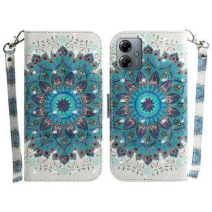 For Motorola Moto G14 3D Colored Horizontal Flip Leather Phone Case(Peacock Wreath)