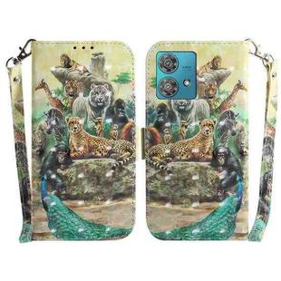 For Motorola Edge 40 Neo 3D Colored Flip Leather Phone Case(Zoo)