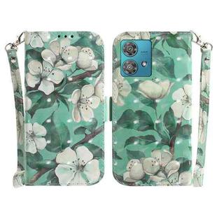 For Motorola Edge 40 Neo 3D Colored Horizontal Flip Leather Phone Case(Watercolor Flower)