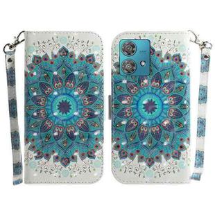 For Motorola Edge 40 Neo 3D Colored Horizontal Flip Leather Phone Case(Peacock Wreath)