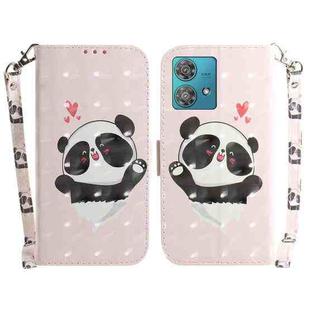 For Motorola Edge 40 Neo 3D Colored Flip Leather Phone Case(Heart Panda)