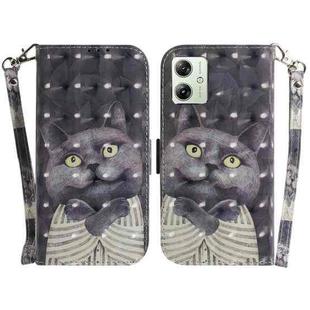 For Motorola Moto G54 3D Colored Flip Leather Phone Case(Hug Cat)