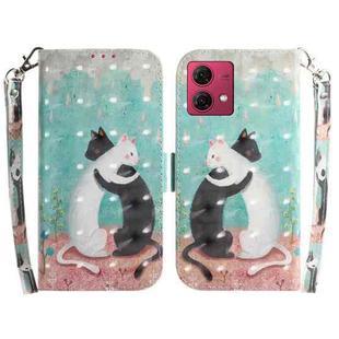 For Motorola Moto G84 3D Colored Horizontal Flip Leather Phone Case(Black White Cat)