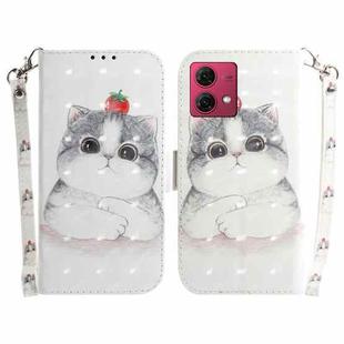 For Motorola Moto G84 3D Colored Flip Leather Phone Case(Cute Cat)