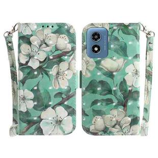 For Motorola Moto G Play 4G 2024 3D Colored Horizontal Flip Leather Phone Case(Watercolor Flower)