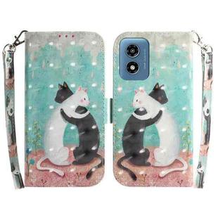 For Motorola Moto G Play 4G 2024 3D Colored Flip Leather Phone Case(Black White Cat)