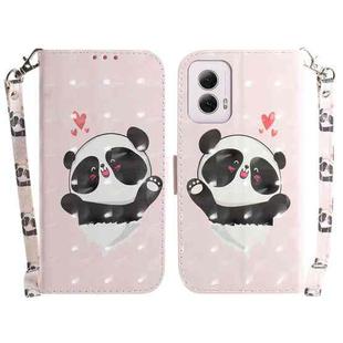 For Motorola Moto G Power 5G 2024 3D Colored Horizontal Flip Leather Phone Case(Heart Panda)