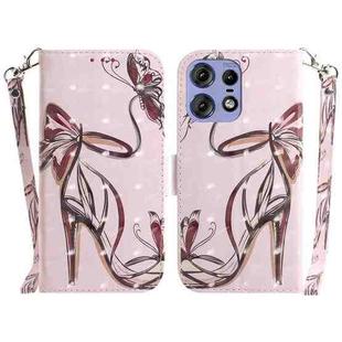 For Motorola Edge 50 Pro 3D Colored Horizontal Flip Leather Phone Case(Butterfly High-heeled)