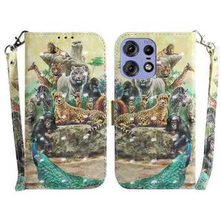 For Motorola Edge 50 Pro 3D Colored Horizontal Flip Leather Phone Case(Zoo)