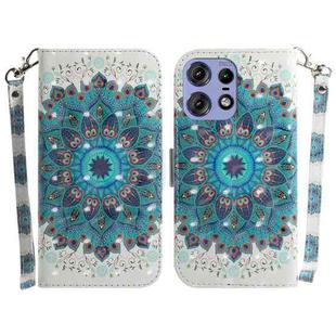 For Motorola Edge 50 Pro 3D Colored Horizontal Flip Leather Phone Case(Peacock Wreath)