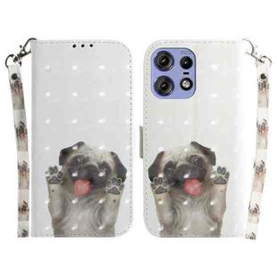 For Motorola Edge 50 Pro 3D Colored Flip Leather Phone Case(Pug)