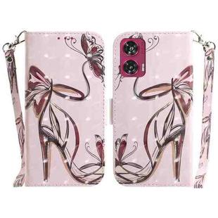 For Motorola Edge 50 Fusion 3D Colored Horizontal Flip Leather Phone Case(Butterfly High-heeled)