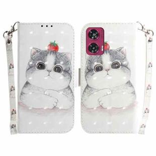 For Motorola Edge 50 Fusion 3D Colored Horizontal Flip Leather Phone Case(Cute Cat)