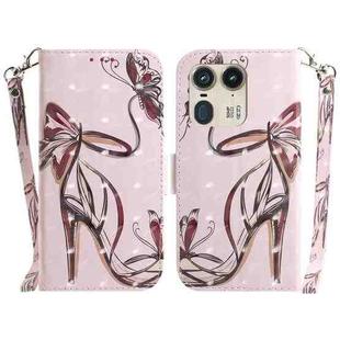 For Motorola Edge 50 Ultra 3D Colored Horizontal Flip Leather Phone Case(Butterfly High-heeled)