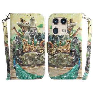 For Motorola Edge 50 Ultra 3D Colored Horizontal Flip Leather Phone Case(Zoo)