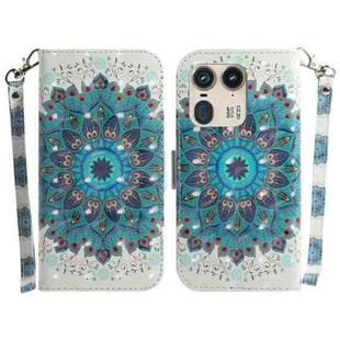 For Motorola Edge 50 Ultra 3D Colored Flip Leather Phone Case(Peacock Wreath)